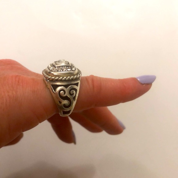 Brighton Ring Square Crystal Multi Crystals Filigree Silver Plated Removable - Picture 2 of 7
